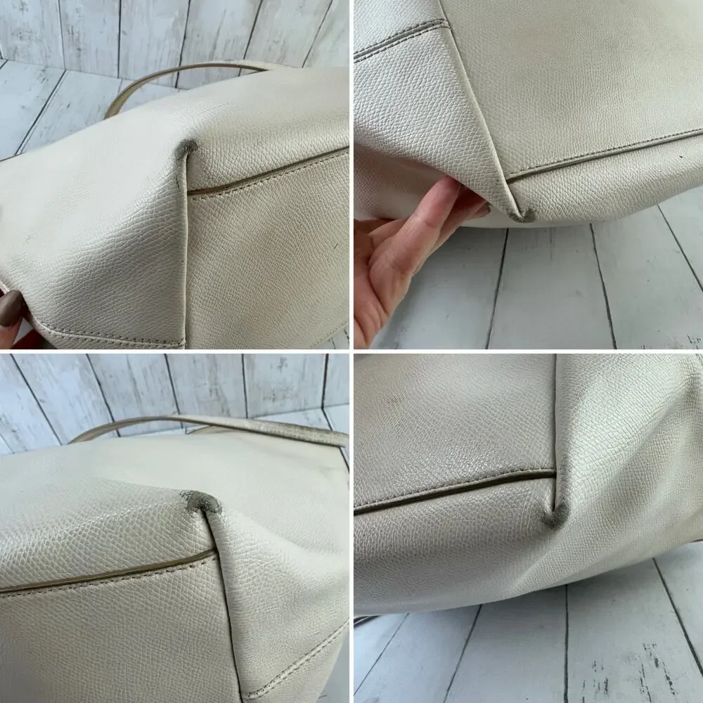 Coach Chalk Ivory Crossgrain Leather Street Zip Tote Shoulder Bag Top-Zip Purse - Picture 12 of 16